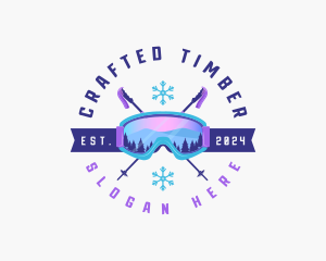 Ski Poles Goggles logo design