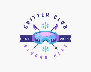 Ski Poles Goggles logo design