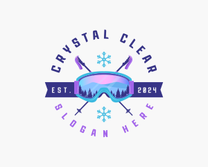 Ski Poles Goggles logo design