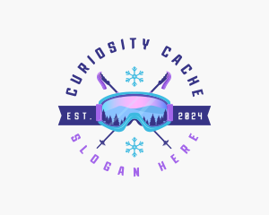 Ski Poles Goggles logo design