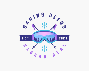 Ski Poles Goggles logo design