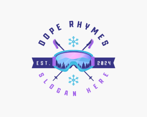 Ski Poles Goggles logo design