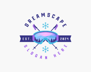 Ski Poles Goggles logo design