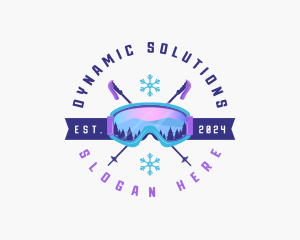 Ski Poles Goggles logo design