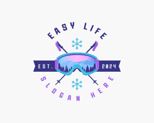 Ski Poles Goggles logo design