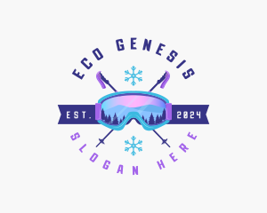 Ski Poles Goggles logo design