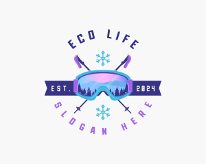 Ski Poles Goggles logo design