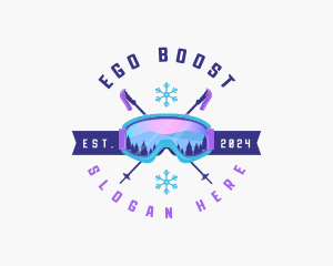 Ski Poles Goggles logo design