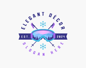 Ski Poles Goggles logo design