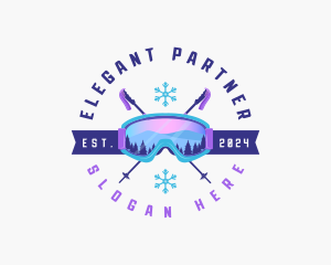 Ski Poles Goggles logo design