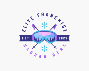 Ski Poles Goggles logo design