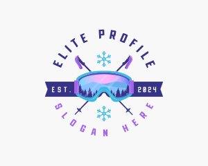 Ski Poles Goggles logo design