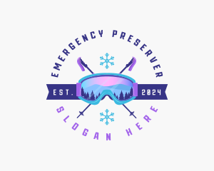 Ski Poles Goggles logo design