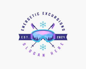 Ski Poles Goggles logo design