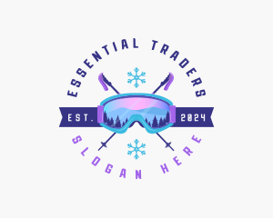 Ski Poles Goggles logo design