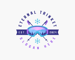 Ski Poles Goggles logo design