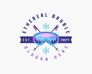 Ski Poles Goggles logo design