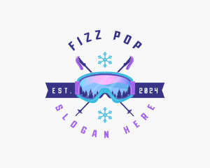 Ski Poles Goggles logo design