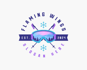 Ski Poles Goggles logo design