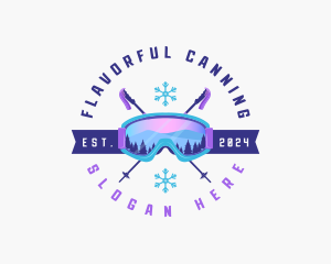 Ski Poles Goggles logo design