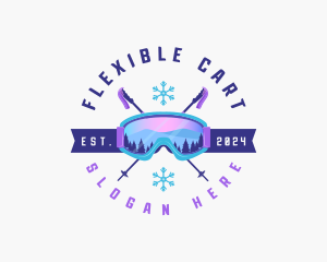 Ski Poles Goggles logo design