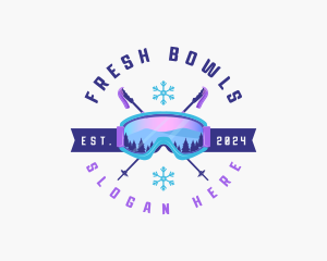 Ski Poles Goggles logo design