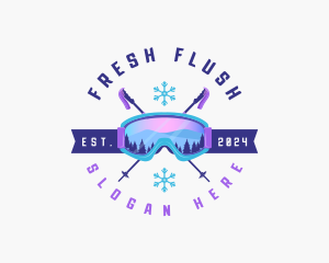 Ski Poles Goggles logo design