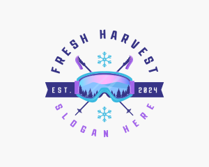 Ski Poles Goggles logo design