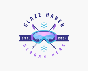 Ski Poles Goggles logo design