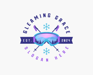 Ski Poles Goggles logo design