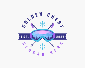 Ski Poles Goggles logo design