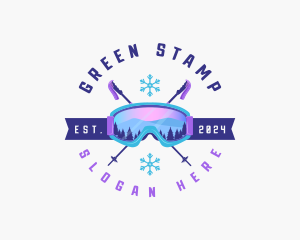 Ski Poles Goggles logo design