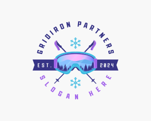 Ski Poles Goggles logo design