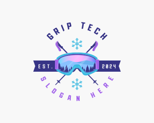 Ski Poles Goggles logo design