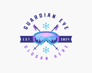 Ski Poles Goggles logo design