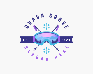 Ski Poles Goggles logo design