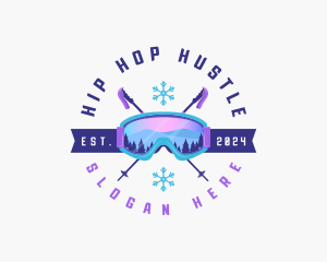 Ski Poles Goggles logo design