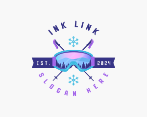 Ski Poles Goggles logo design