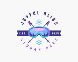 Ski Poles Goggles logo design