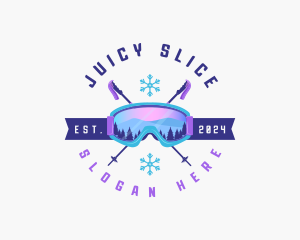 Ski Poles Goggles logo design