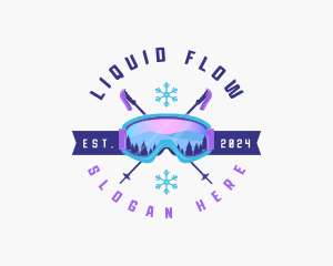 Ski Poles Goggles logo design