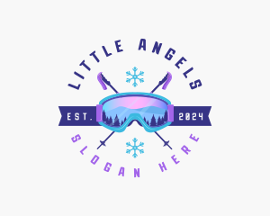 Ski Poles Goggles logo design