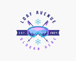 Ski Poles Goggles logo design