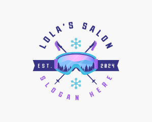 Ski Poles Goggles logo design