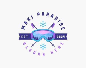 Ski Poles Goggles logo design