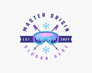 Ski Poles Goggles logo design