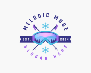 Ski Poles Goggles logo design