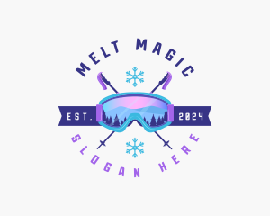 Ski Poles Goggles logo design