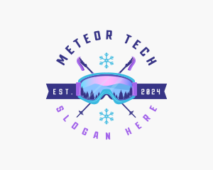 Ski Poles Goggles logo design