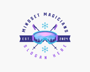 Ski Poles Goggles logo design